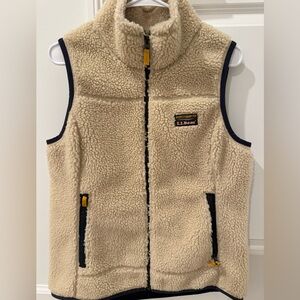 LL Bean Cream Sherpa Fleece Vest - Size Medium